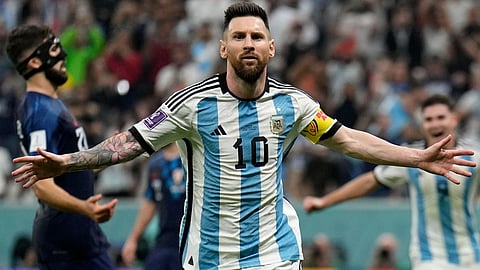 Argentina captain Lionel Messi sets a new record in World Cup football history for the most goals scored.
