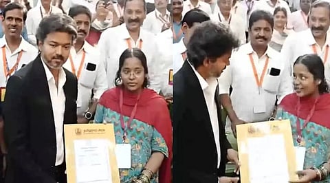 CM Vijay stepped down from the stage to personally hand over a government job appointment order to pregnant woman
