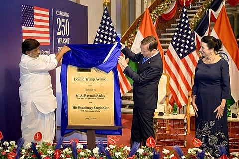 Reflecting the India-US partnership, 'Donald Trump Avenue' has been opened for use.
