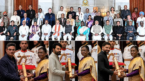 The President presented Padma Awards to 65 achievers, including Mammootty, Rohit Sharma, and Madhavan!