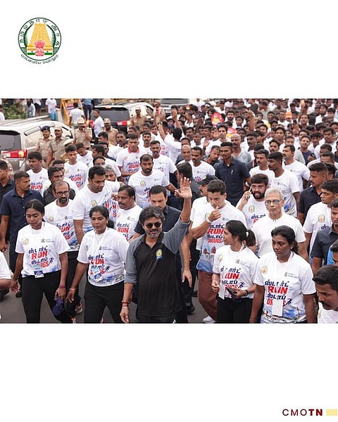 Chief Minister Vijay participated in a marathon held in Chennai to mark Anti-Drug Day