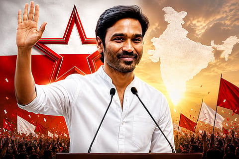 actor Dhanush fans unveiling  flag for fan club, speculation has arisen as  he is also entering politics
