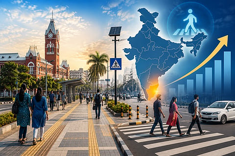  List of cities with pedestrian facilities: Chennai ranks 4th; 'State of Indian Streets 2026' report released.