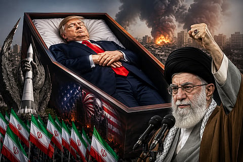 Iran sparked controversy by putting billboard depicting US President Donald Trump inside a coffin