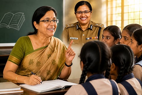 Former DGP Seema Agarwal teaches school students!