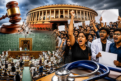 Parliament adjourned  fifth consecutive day; intense uproar over the NEET issue  student protests.