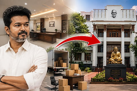 Chief Minister Vijay's office will soon move to the 10th floor of the Namakkal Kavignar Maligai