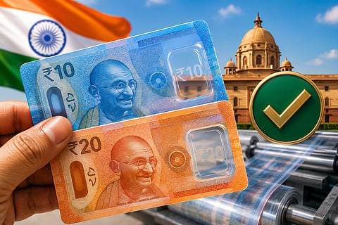 Central Government has approved the printing of ₹10 and ₹20 notes on plastic.