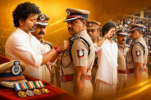 Chief Minister Vijay honored police personnel by presenting them with medals