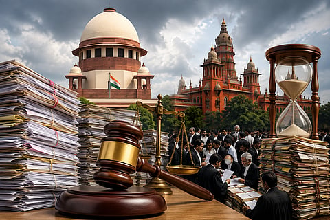 Central Government has stated that thousands of cases have been pending in courts for several years