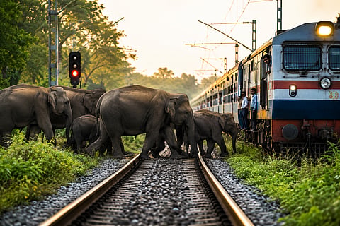 Train halted for elephants to cross the tracks: A heartwarming incident in Assam