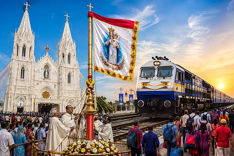Special trains operated convenience of devotees in connection with Velankanni Basilica festival