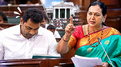 Premalatha Vijayakanth speaks in the Assembly.