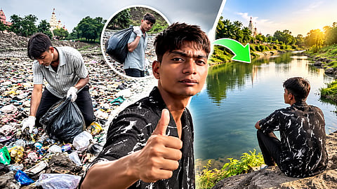 College student cleans up a polluted river all by himself: Heartwarming incident in Madhya Pradesh!