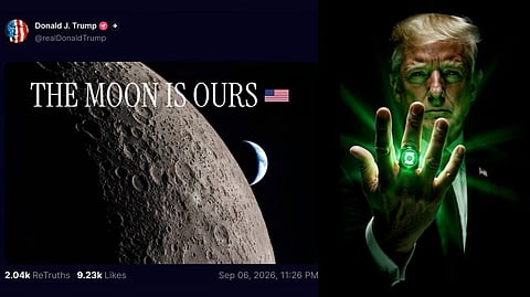 Trump claims Moon is for ours that mean moon is for America and america people .