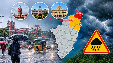 The Meteorological Department has forecast heavy rain today in three districts, including Chennai