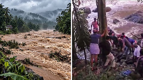 Heavy floods in idukki District of Kerala 6 peoples have been died and 7 were missing