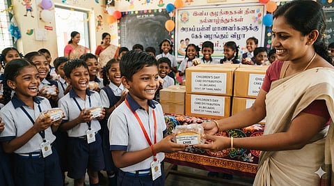 Childrens Day Cake Distribution TN Govt School Students