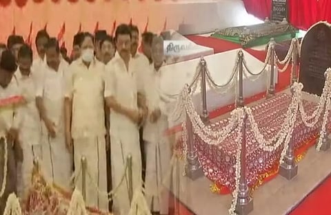 காயிதே மில்லத்தின் 127வது பிறந்தநாளையொட்டி, அவரது நினைவிடத்தில் முதலமைச்சர் மு.க.ஸ்டாலின் மரியாதை