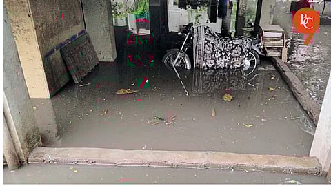 Sewage Water Accumulated in Parking Lot