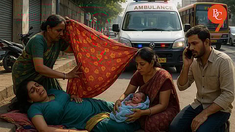 Woman Delivers Baby on Roadside in Wadachiwadi After Ambulance Delayed by Traffic Jam