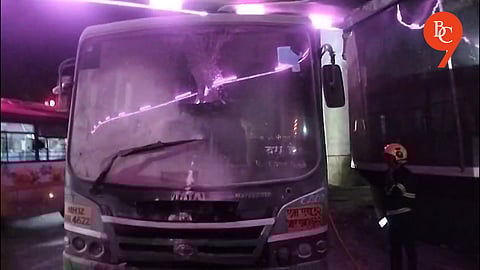 PMPML Bus Catches Fire Near College Campus in Shivajinagar