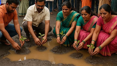 Bavdhan citizens arranged a unique protest to grab administration attention