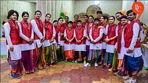 Pune-based transgender dhol-tasha troupe ‘Shikhandi’ participated in the Kawad Yatra held in Bhilwara, Rajasthan.