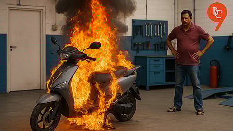A man set fire to his electric scooter inside a service centre in Pune’s Kondhwa out of frustration over poor service.