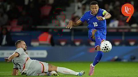 Kylian Mbappe scores for France