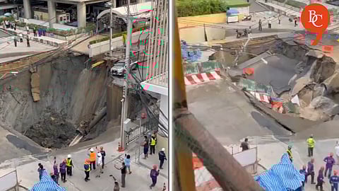Massive Sinkhole Near Bangkok Hospital Swallows Cars and 
Power Poles in Viral Video | Watch