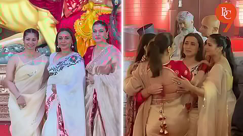 Kajol and Rani Mukerji Unveil Durga Maa Idol at Family Durga Puja; Cousins Get Emotional Remembering Deb Mukherjee | WATCH