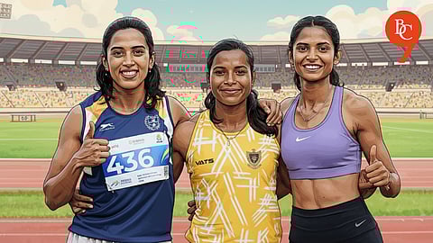 Left to right: Poorva Sawant(Silver), Bhairabi Roy(Gold), Nimisha Dayma(Bronze)