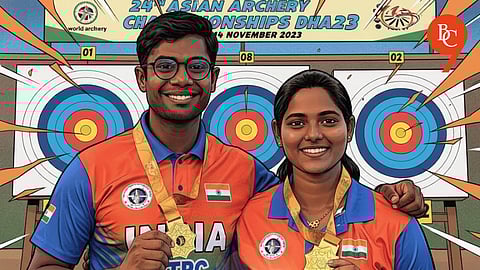 B. Dhiraj and Ankita Bhakat win a gold medal each, at the Asian Archery Championship