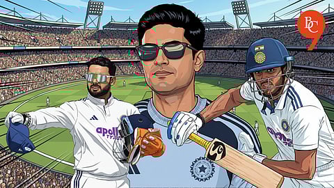 From the left: Rishabh Pant, Shubman Gill, Sai Sudharsan, India plays South Africa in the second and final test in Guwahati