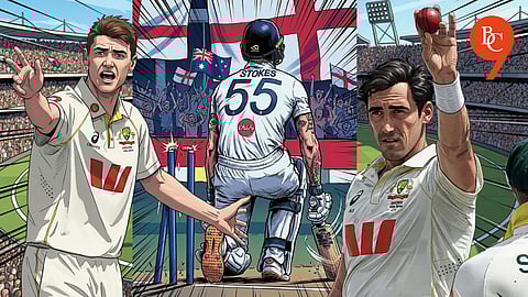 Brendan Doggett, Ben Stokes, Mitchell Starc, Australia restrict England for 172, in the first innings of the first test, Perth, 2025