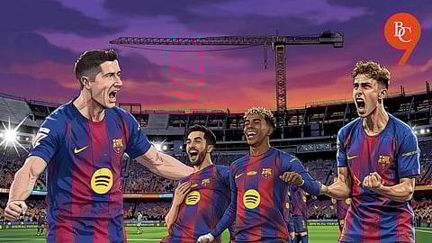 Robert Lewandowski, Ferran Torres, Lamine Yamal, Fermin Lopez, Barcelona defeats athletic club 4-0, on return to under construction camp nou