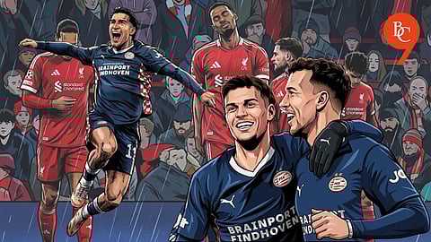 Couhaib Driouech, Alexander Isak, Ivan Perisic, PSV defeats Liverpool 4-1 at Anfield, UCL 2025