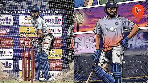 Virat Kohli and Rohit Sharma training in the nets at Ranchi