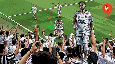 Neymar Jr. and Santos players celebrate as they survive relegation