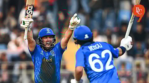 Italy wins its first World Cup points by 10 wickets as the Mosca brothers smash Nepal's efforts