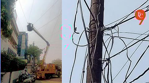 Pune Begins Crackdown on Illegal Overhead Cables; Two Truckloads Removed on Satara Road