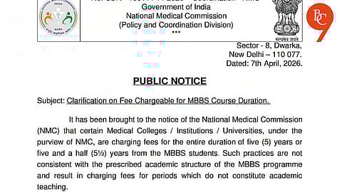 NMC Clarifies MBBS Fee Rules: No Charges Beyond 4.5-Year Course, Internship Period to Be Free