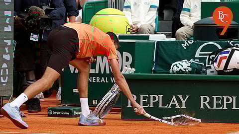 "Dog in the dirt" gets a double bagel: Daniil Medvedev smashes his racket to a pulp in Monte Carlo meltdown