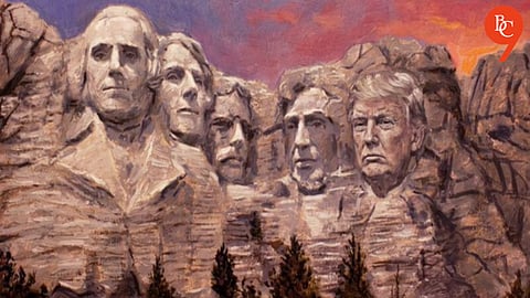 Donald Trump Shares AI-Generated Mount Rushmore Image of Himself Alongside Iconic US Presidents