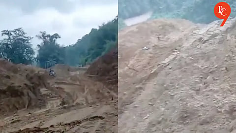 ‘Escaped Death’: Viral Video Shows Biker Narrowly Survive Massive Landslide in Arunachal Pradesh