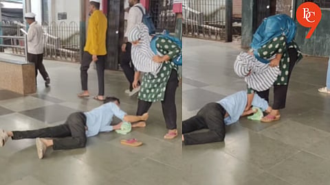 True Love or Public Drama? Man Clings to Woman’s Feet at Mumbai Station in Viral Video