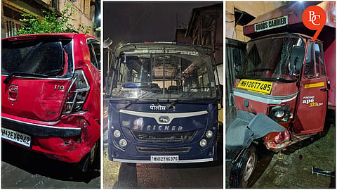 Pune: Police Van Goes Out of Control in Sadashiv Peth, Damages Five Vehicles; Driver Detained