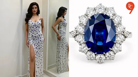 Miss India World Nikita Porwal channels Princess Diana's sapphire ring in her latest gown.
