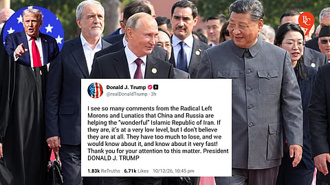 Trump does not believe China and Russia are helping Iran 'at all'